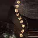 Axyaa Crystal Chandelier Stair Pendant Lamp Living Room Pendant Lights Interior Lighting