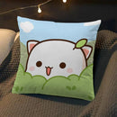 Axyaa Peach Cat Soft Cushion Cover 45x45 for Bed Sofa Home Decor