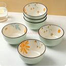 Axyaa Daisy Ceramic Rice Bowls Set