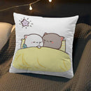 Axyaa Peach Cat Soft Cushion Cover 45x45 for Bed Sofa Home Decor