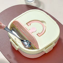 Axyaa Stainless Steel Divided Lunch Box with Cutlery - Leakproof & Portable