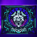 Axyaa Psychedelic Skull Head UV Reactive Tapestry Wall Hanging