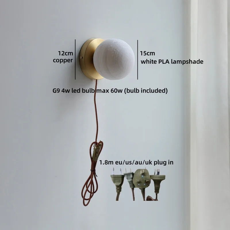 Axyaa Nordic LED Wall Lamp for Bedroom Bedside, Modern Copper Arm, Up Down Rotate, Bathroom Mirror Light