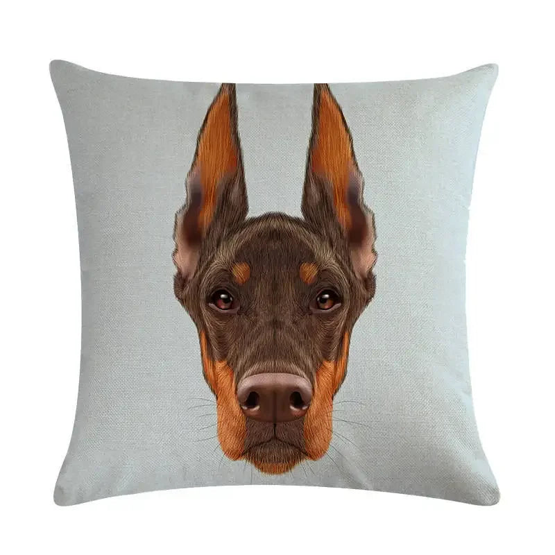 Cartoon Dog Cushion Cover by Axyaa - Linen Pet Pillow for Home Office Sofa Decor