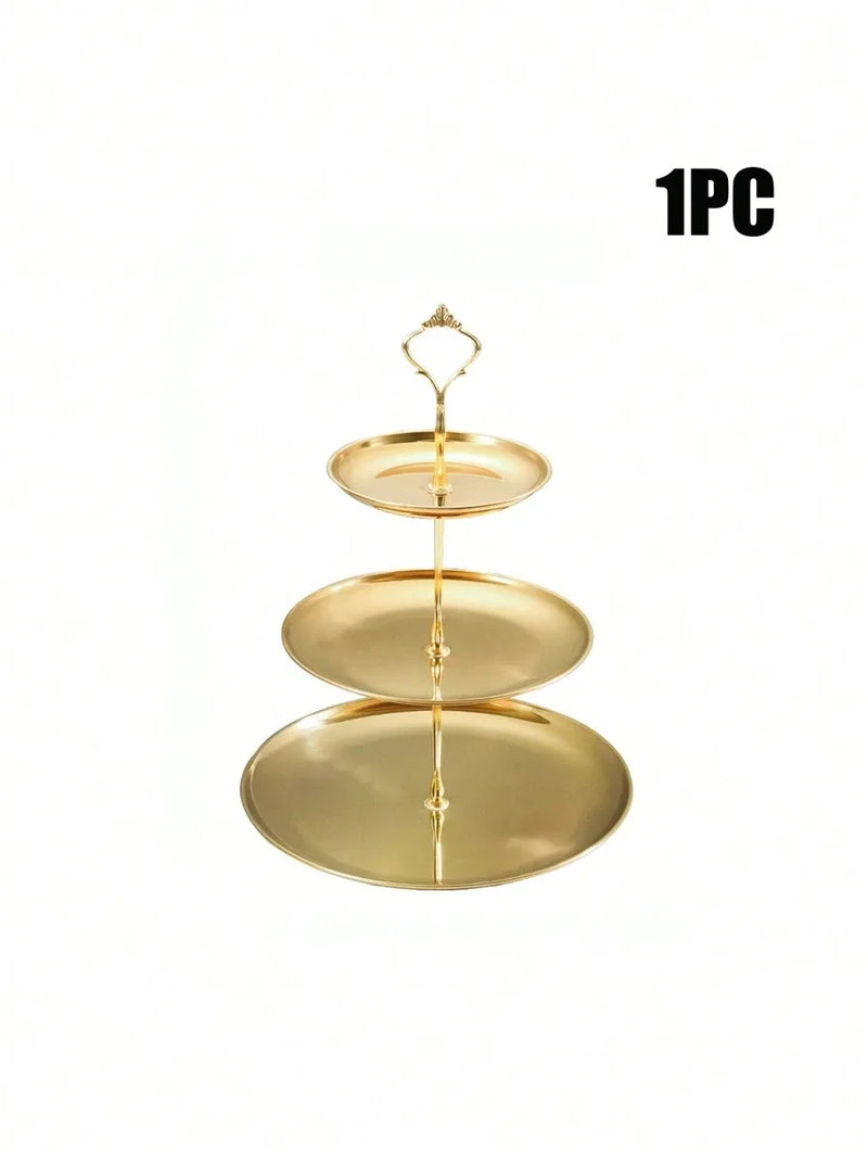 Axyaa Gold Stainless Steel Dessert Tray, Multi-Tier Cake Stand for Tea Party