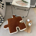 Axyaa Teddy Velvet Jigsaw Seat Cushion - White & Black Soft Back Pillow