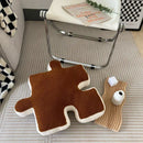 Axyaa Teddy Velvet Jigsaw Seat Cushion - White & Black Soft Back Pillow