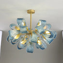 Axyaa Blue Flower Chandelier: LED Modern Home Decor Hanging Lamp for Luxury Living Room