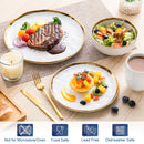 Axyaa White Stoneware Dinnerware Set with Gold Trim - 16/32 Piece Tableware Collection