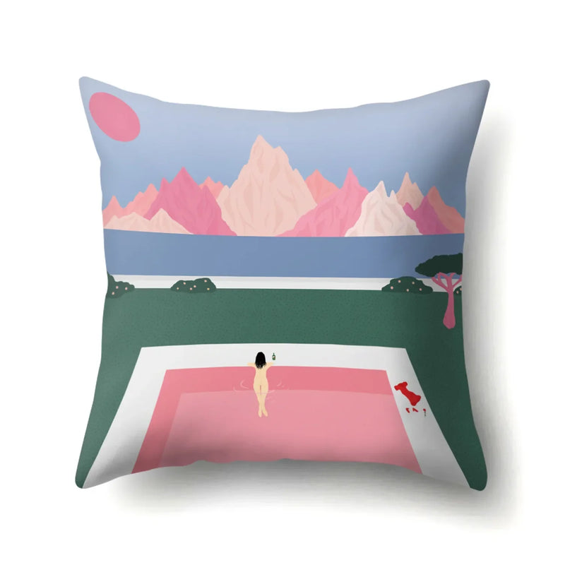 Axyaa Cartoon Abstract Scene Cushion Cover 45x45cm