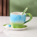 Axyaa 3D Camellia Ceramic Coffee Mug Set