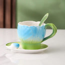 Axyaa 3D Camellia Ceramic Coffee Mug Set