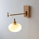 Axyaa Wood Canopy LED Wall Lamp with Pull Chain Switch, Rotating Arm