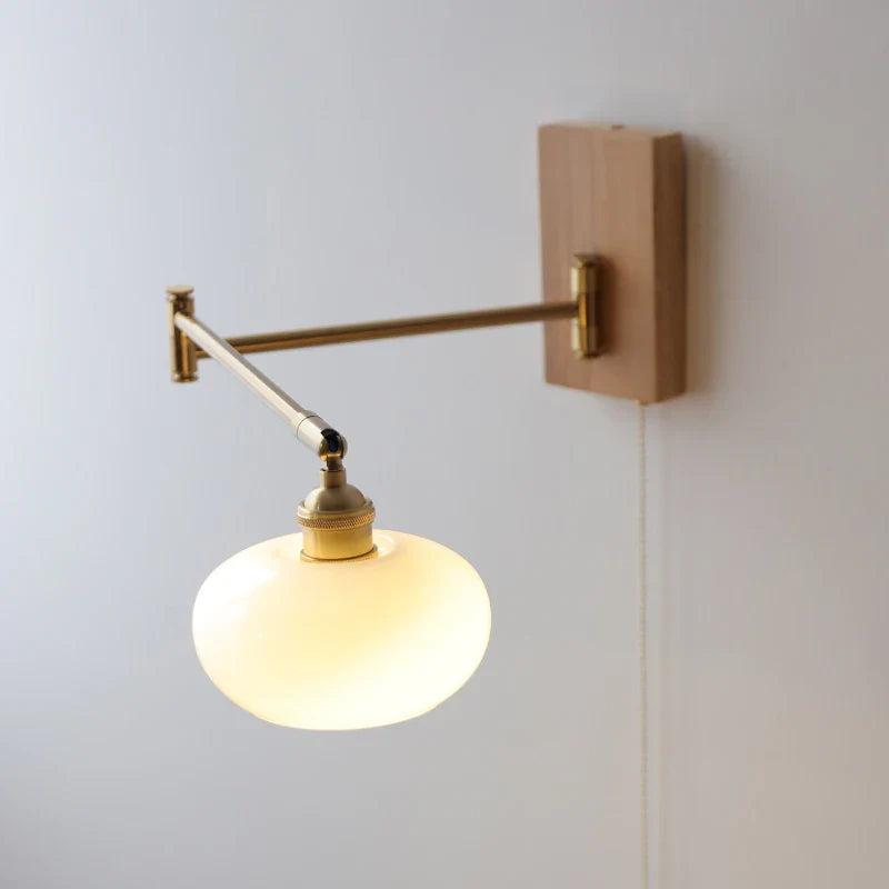 Axyaa Wood Canopy LED Wall Lamp with Pull Chain Switch