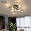 Axyaa LED Gold Frame Chandelier: Modern Lighting for Living Room & Bedroom