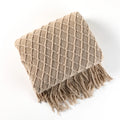 Axyaa Caramel Knit Throw Blanket - Soft, Warm, Textured, & Stylish