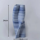 Axyaa Blue Stripes Ceramic Vase: Creative Floral Arrangement Table Decor