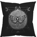 Axyaa Moth & Occult Symbols Pattern Pillow Cover for Sofa, Bedroom, Car