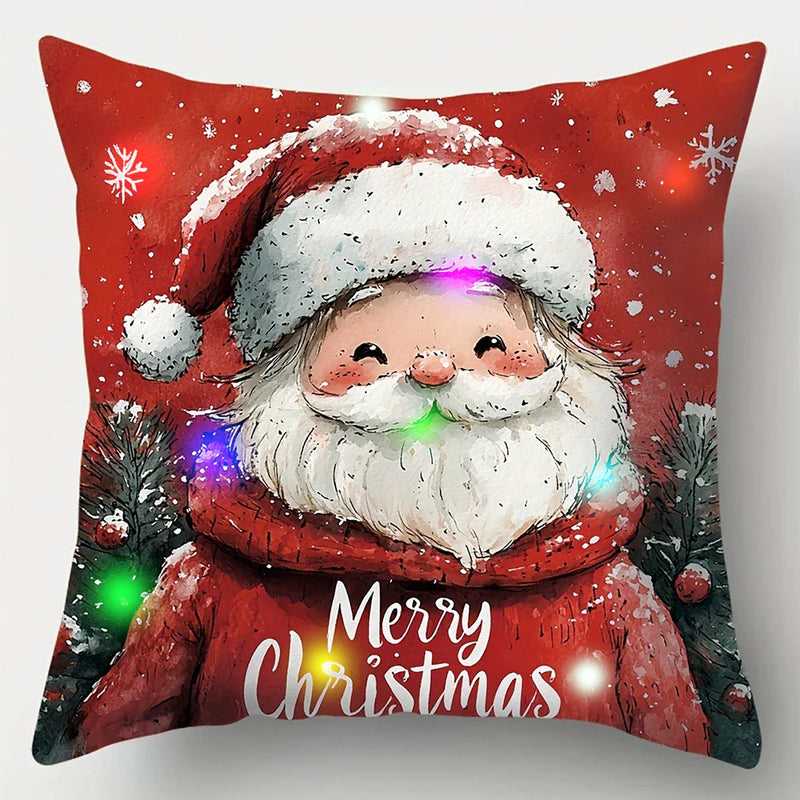 Axyaa LED Luminous Pillowcase, Christmas Home Decoration, Sofa Cushion Cover, 45x45cm