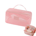 Axyaa Mesh Pillow Beauty Bag: Large Capacity Cosmetic Organizer with Partitions
