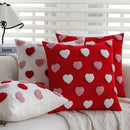 Axyaa Red-White Love Tufted Cushion Cover - Romantic Home Decor - 45x45cm