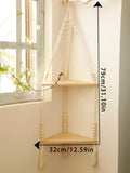 Axyaa Boho Hand-Woven Corner Storage Rack: Stylish Floating Shelf & Display Stand