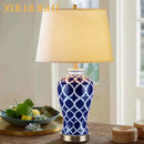 Blue Ceramic Lamp for Bedroom or Living Room Decor - Axyaa Brand