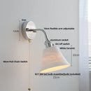 Axyaa White Glass LED Wall Light - Nordic Modern Adjustable Arm Bedside Lamp