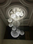 Axyaa Spiral K9 Crystal Chandelier: Large Ball LED Staircase Lighting