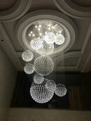 Axyaa Spiral Design K9 Crystal Chandelier with Large Crystal Ball LED Staircase Lighting