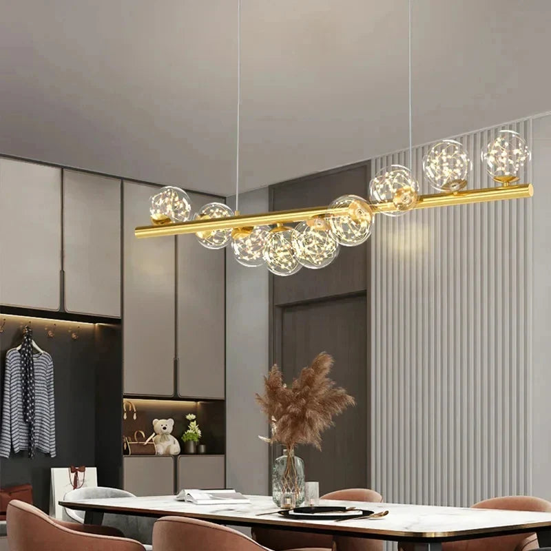 Axyaa Starry Sky LED Pendant Light Glass Bubble Chandelier for Dining Kitchen Island