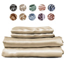 Axyaa Mulberry Silk Luxury Bed Sheet Set - 4/6pcs Bedroom Bedding King Queen Double Single