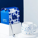 Axyaa Klein Blue Splash Ceramic Coffee Mug Gift Set with Spoon