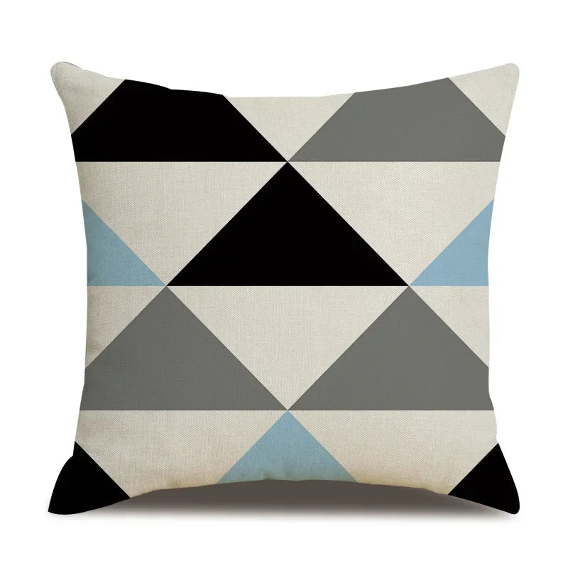 Axyaa Blue Deltoid Geometry Pillow Cover 45*45cm for Living Room, Bedroom, Sofa, Car