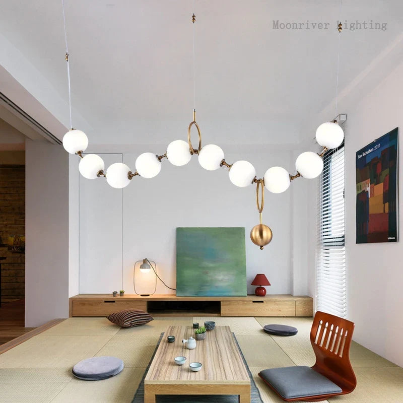 Axyaa White Glass Ball Necklace Pendant Chandelier for Luxury Ambiance