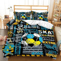 Axyaa Kids Soccer Duvet Cover Set - Queen Size Sports Bedding for Boys Girls