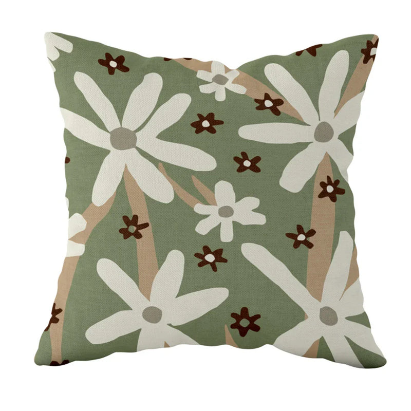 Axyaa Striped Daisy Abstract Art Pillowcase - Home Decor Square Cushion Cover