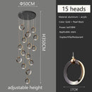 Axyaa Black Gold Chandelier Modern Minimalist Luxury Lighting for Duplex Staircase Lamp