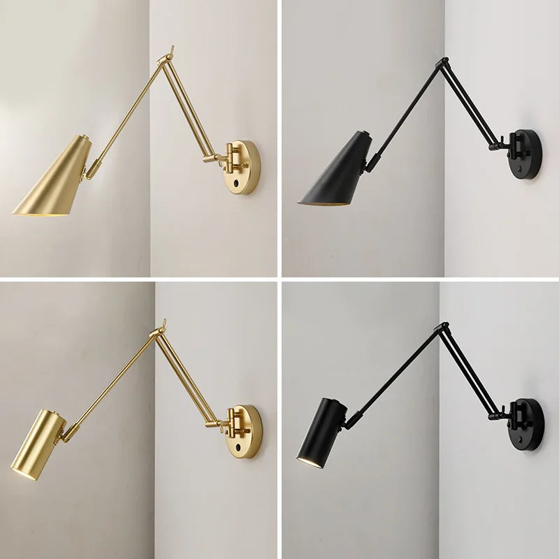 Axyaa Adjustable LED Swing Arm Wall Lamp with Touch Sensor