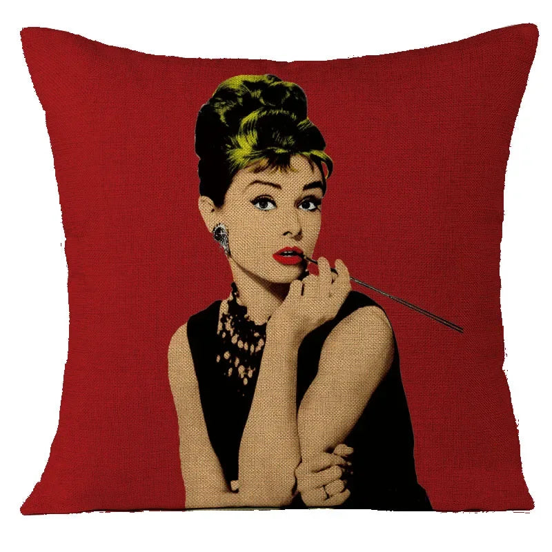 Audrey Hepburn Plush Cushion Cover by Axyaa - Home Decor Sofa Pillow Cover