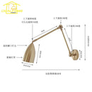 Axyaa Copper Swing Arm LED Wall Lamp for Study Reading Bedroom Café