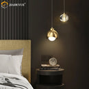 Axyaa Gold Crystal LED Bedside Pendant Light for Modern Living Room