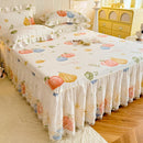 Axyaa Princess Lace Bed Skirt in Pure Cotton with Romantic Rose Floral Design