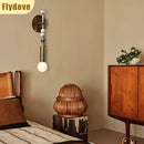 Axyaa Retro Brass Wall Lamp Marble Hotel Living Room Lighting