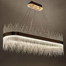 Axyaa Modern Glass LED Pendant Chandelier for Dining Room with Dimmable Metal Suspension