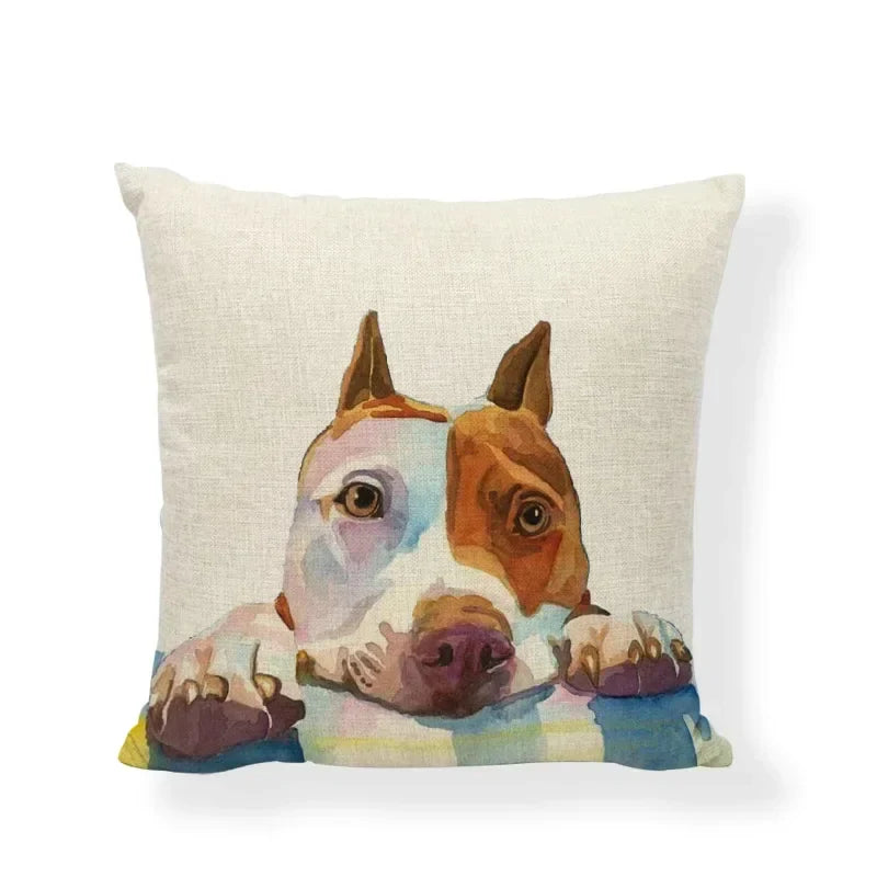 Axyaa Black White Dog Cushion Covers - Home Decor Pillow Cases