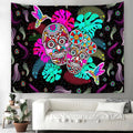 Axyaa Day of the Dead Skull Tapestry: Boho Room Decor Wall Hanging
