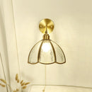 Axyaa Brass Glass Wall Lamp E27 Socket, Elegant Nordic Design, Pull Switch Option