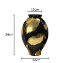 Axyaa Gold Foil Ceramic Vase for Flower Arrangement and Room Decor