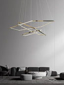 Axyaa Modern Minimalism Gold Steel Hexagon LED Chandelier - Dimmable Pendant Light for Home and Bedroom